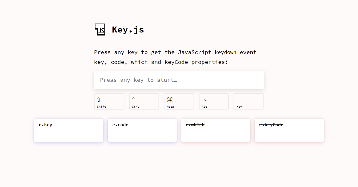 Key.js \ JavaScript KeyboardEvent's key codes & key identifiers