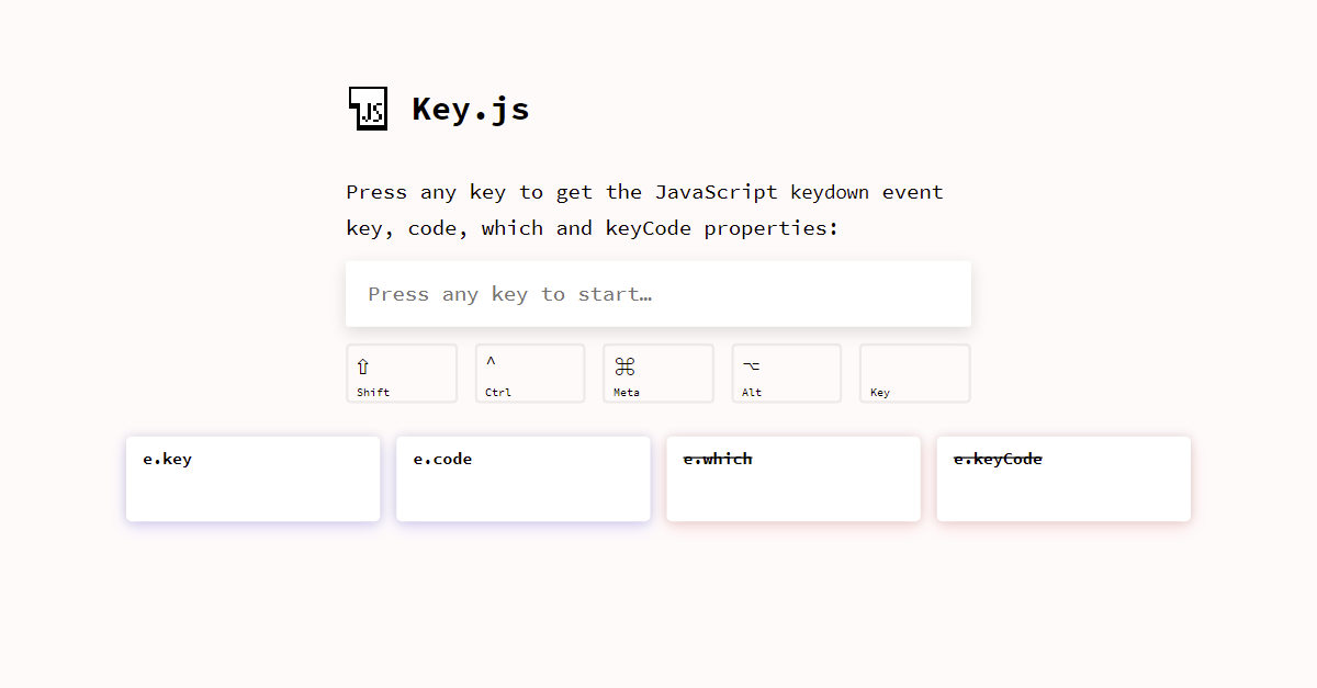 Key.js \ JavaScript KeyboardEvent 的键码和键标识符